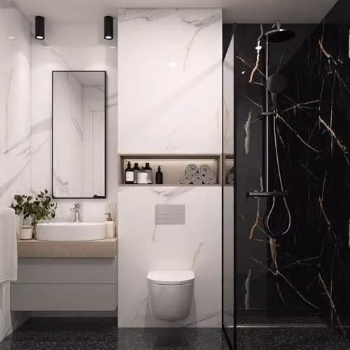 Vilo SPC Wall Panels Calacata Black Marble Look, Pack of 4, W: 60 cm, H: 120 cm – 4