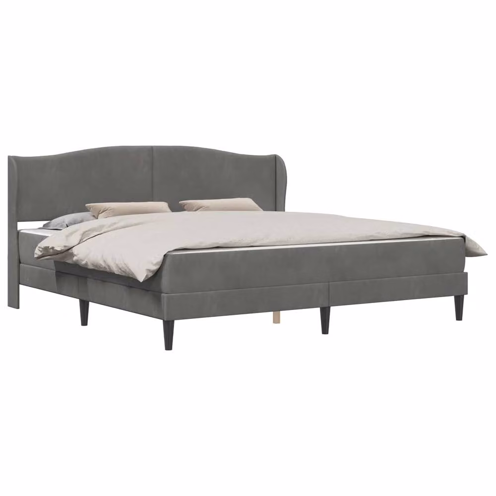 Berkfield Home Velvet Bed Frame with Headboard and Lift Up Base, Grey, W/D/H: 180 x 200 cm – 2