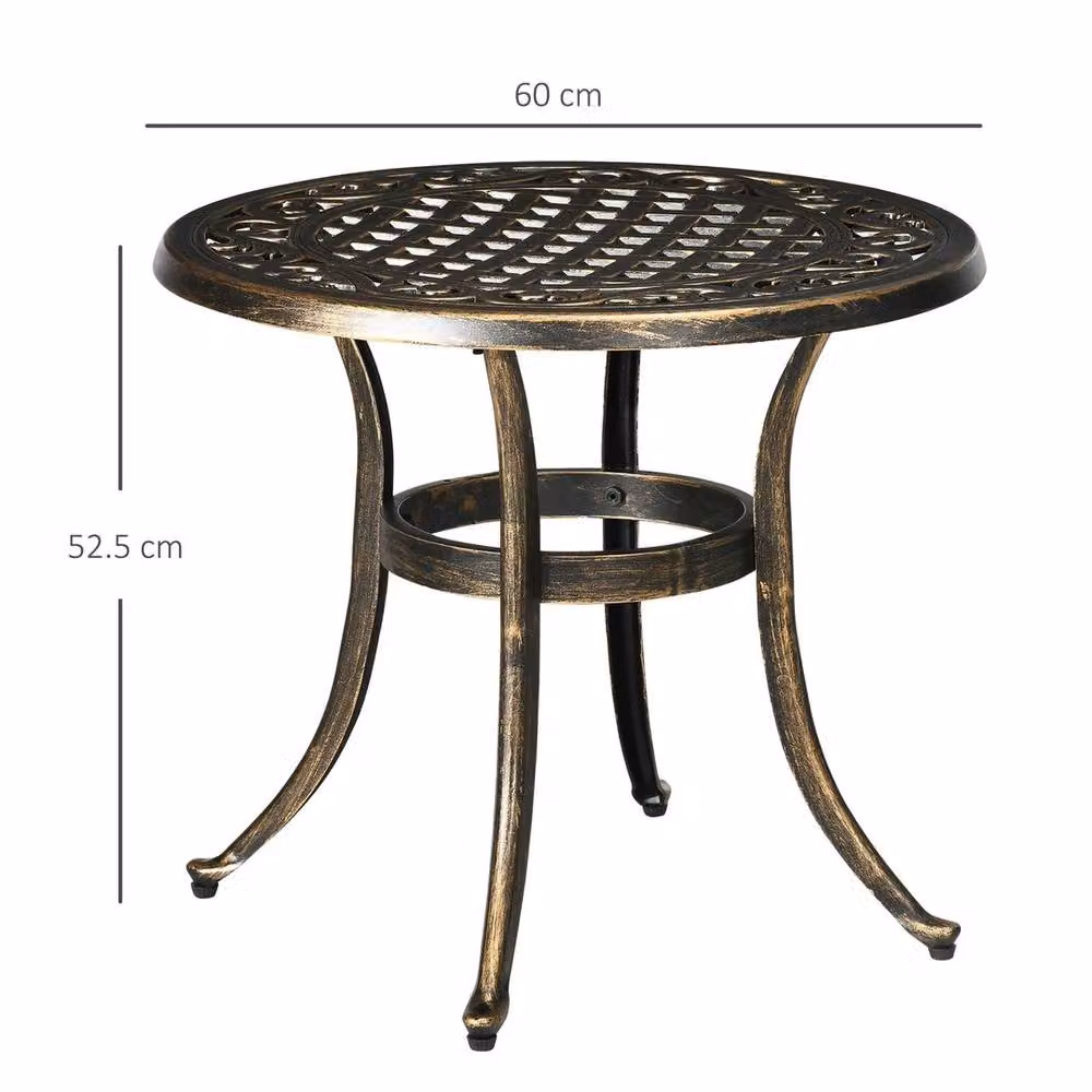 EONLION Bronze Vintage Metal Round Hollow Top Side Table – 2