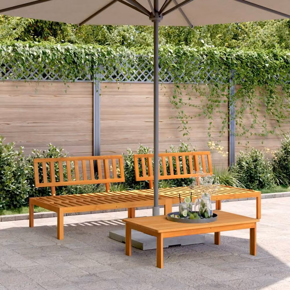 Berkfield Home Beautiful Garden Pallet Middle Sofas, Set of 2, Brown Solid Acacia Wood – 2