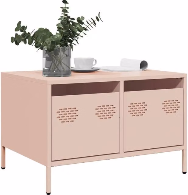 Berkfield Home Industrial Pink TV Cabinet in Matt Cold-rolled Steel, W: 68 cm, D: 50 cm, H: 43.5 cm
