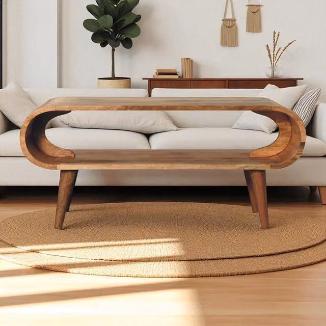Artisan Furniture Mango Wood Scandinavian Style Coffee Table, Brown/Beige, W/D/H: 90.0 x 76 x 40 cm