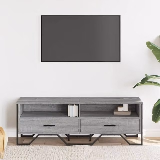 Berkfield Home TV Cabinet in Grey Sonoma, W/D/H: 122 x 34 x 41 cm – 1