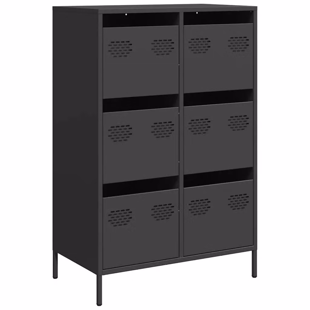 Berkfield Home Matt Black Steel Highboard, W/D/H: 68 x 39 x 101.5 cm – 2