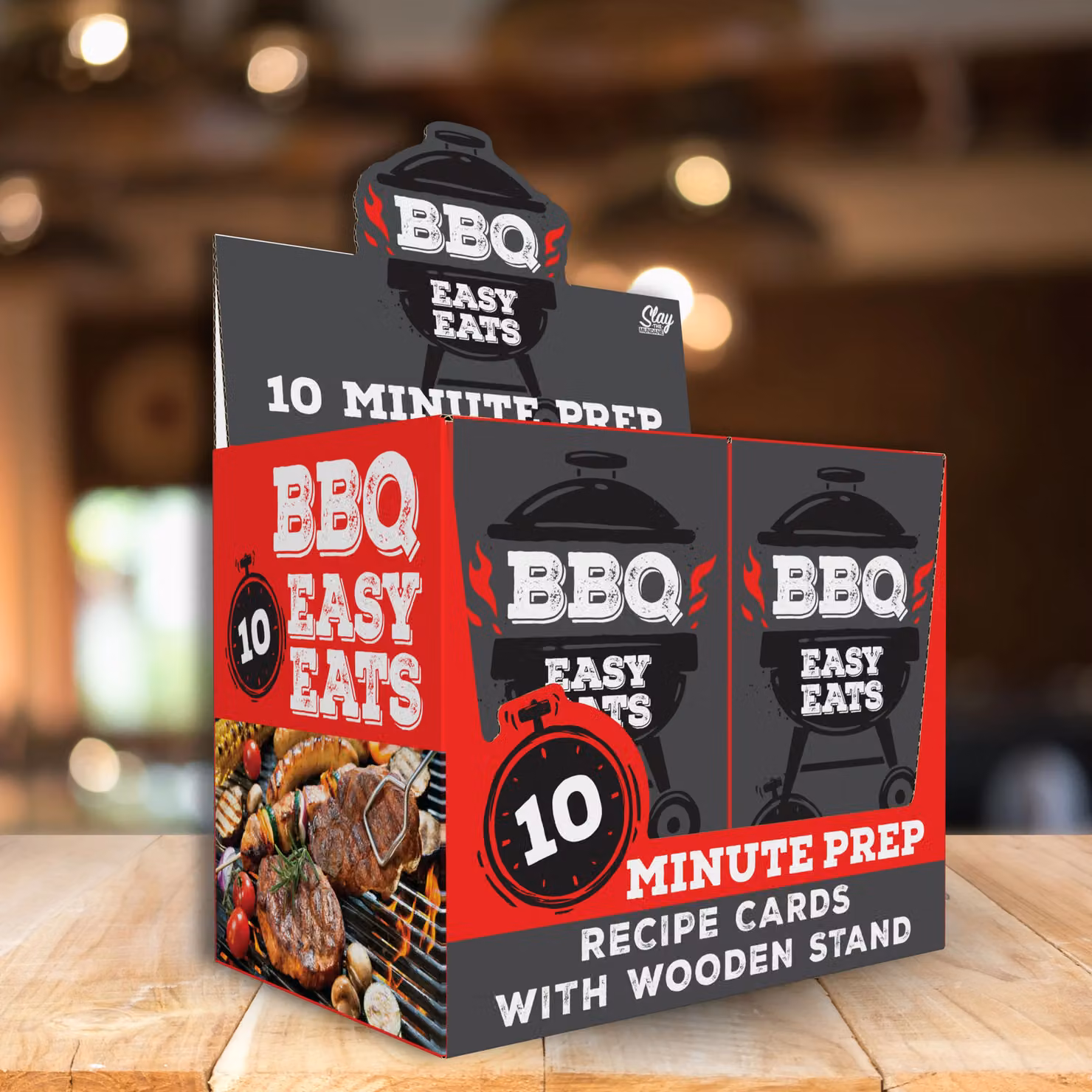 Boxer Gifts BBQ Eats Recipe Cards with 52 Recipes and Wooden Card Stand in Multicolour – 6
