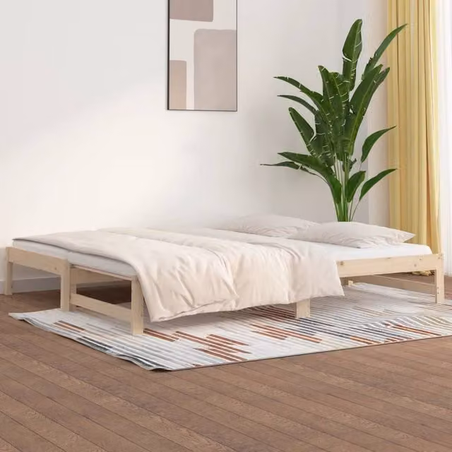 Berkfield Home Rustic Brown Solid Pine Pull-out Day Bed with Drawers, W/D/H: 200 x 90 x 90 cm