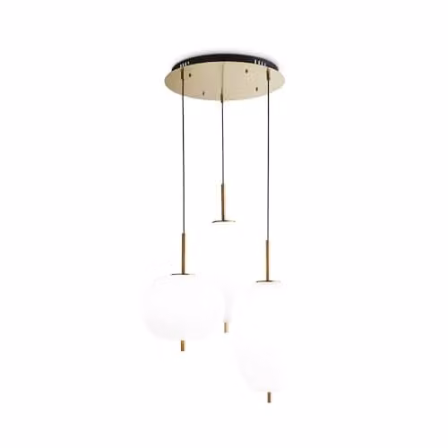 Netlighting Umile Integrated LED Cluster Ceiling Pendant Lamp with 3 Lights in White and Gold/Brass, 3000K Warm White