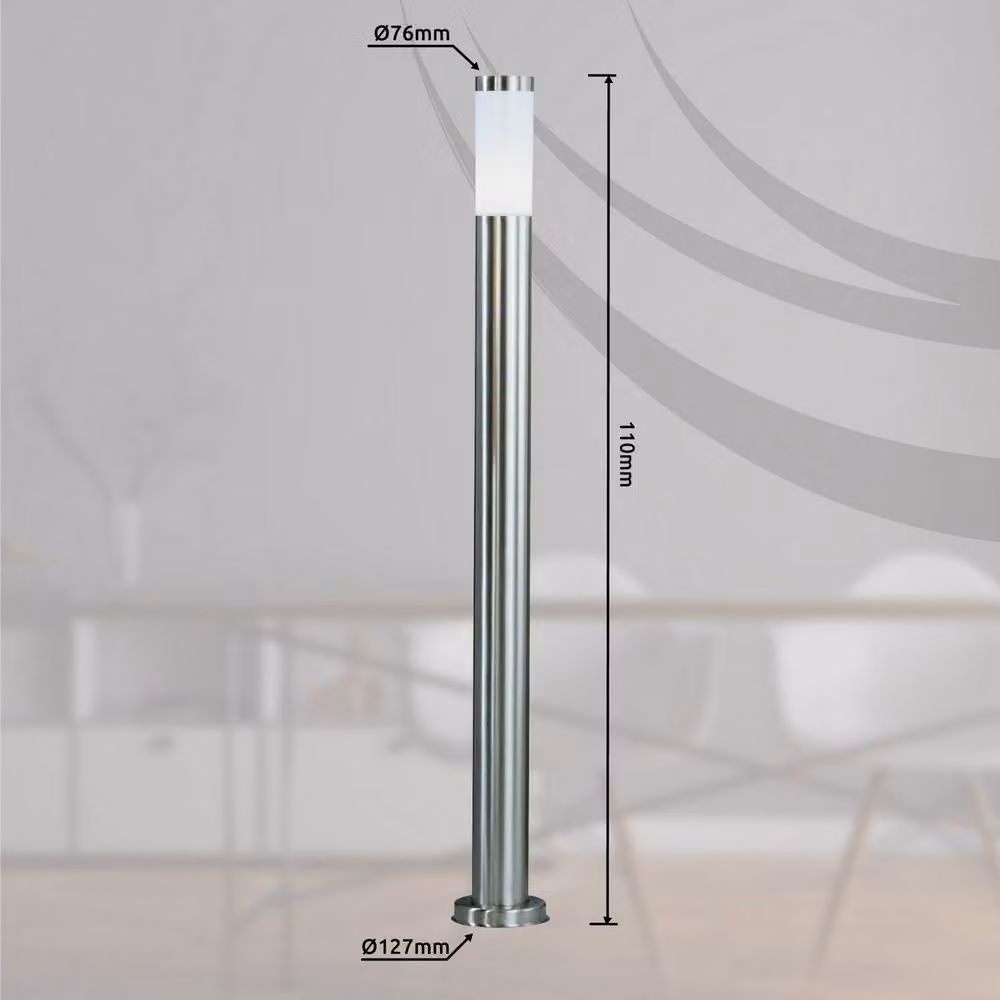 Netlighting Boston LED Outdoor Bollard in Grey Stainless Steel, IP44, 1x E27, 3000K – 2