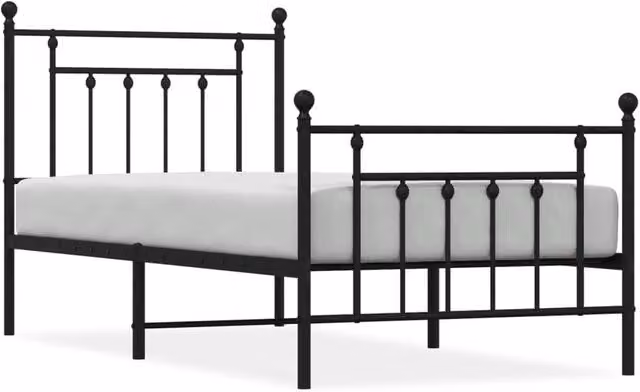 Berkfield Home Metal Bed Frame with Headboard and Footboard, Black, W/D/H: 90 x 190 cm – 1