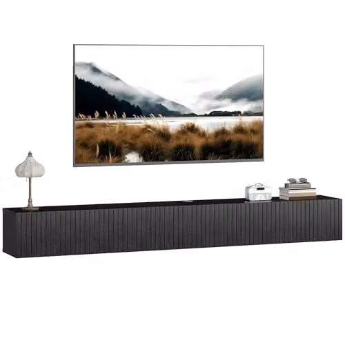 HOMCOM Black Floating TV Unit for Televisions up to 72 Inch, Wall Mounted Minimalist Design