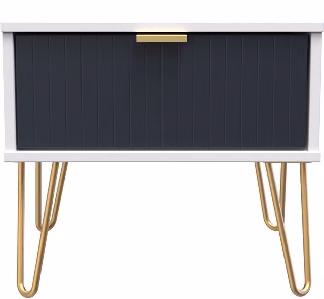 2 U Bexley 1 Drawer Bedside Table in Dark Blue and Gold – 1