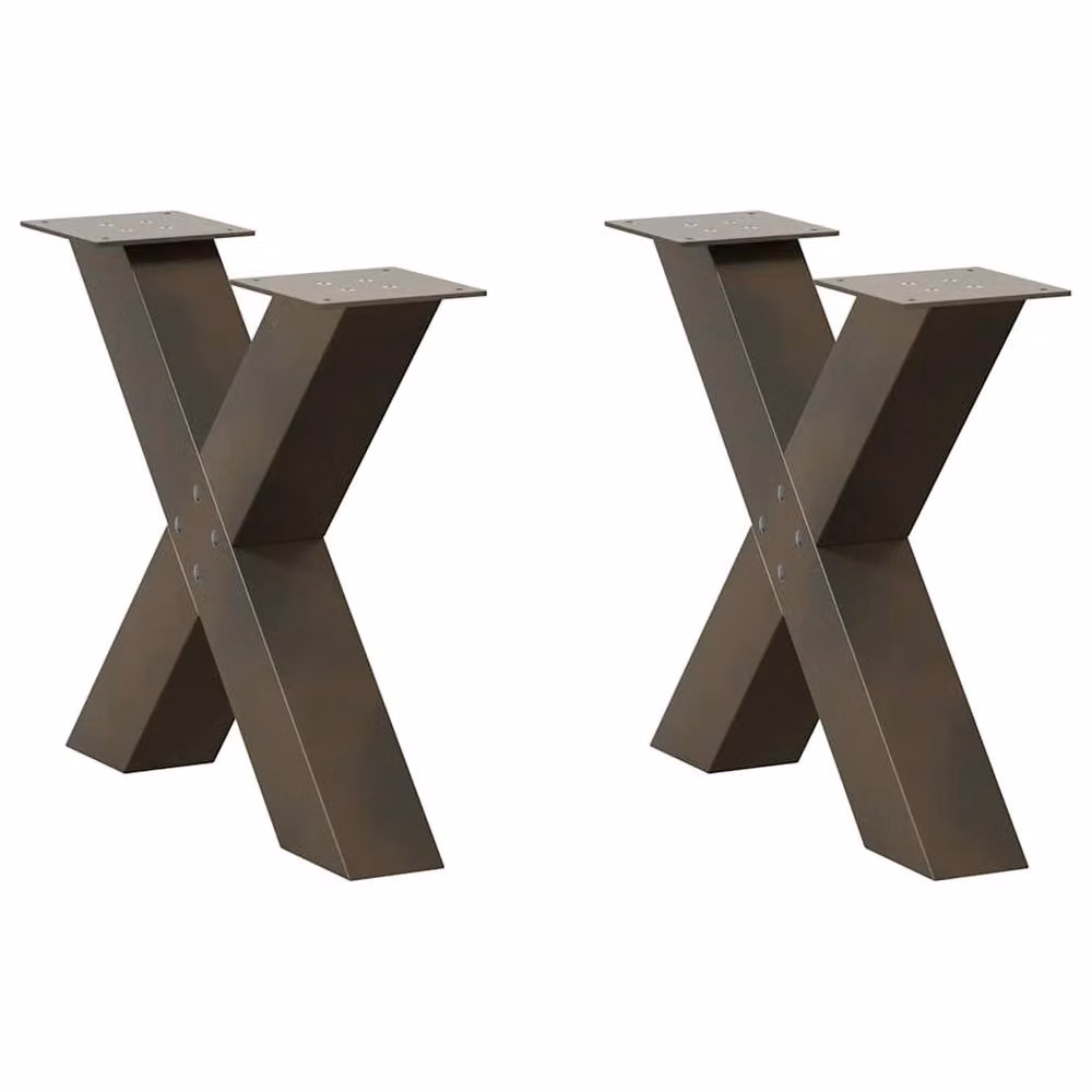 Berkfield Home X-Shaped Coffee Table Legs, 2 Pieces, Brown Steel, H: 50 cm, W: 42.5 cm, D: 42.5 cm – 1