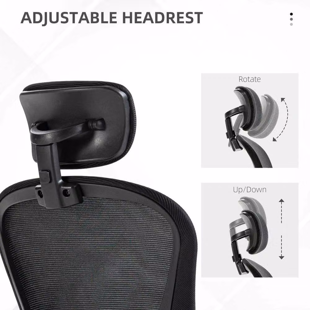 EONLION Ergonomic Mesh Swivel Chair with Headrest and Armrests in Black – 3