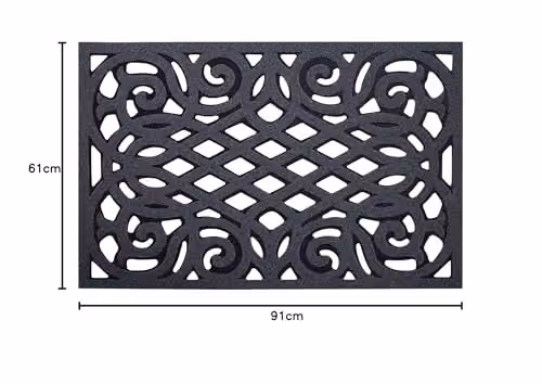 Nicoman Victorian Style Rubber Outdoor Door Mat, Grey, W/D: 91 x 61 cm – 7