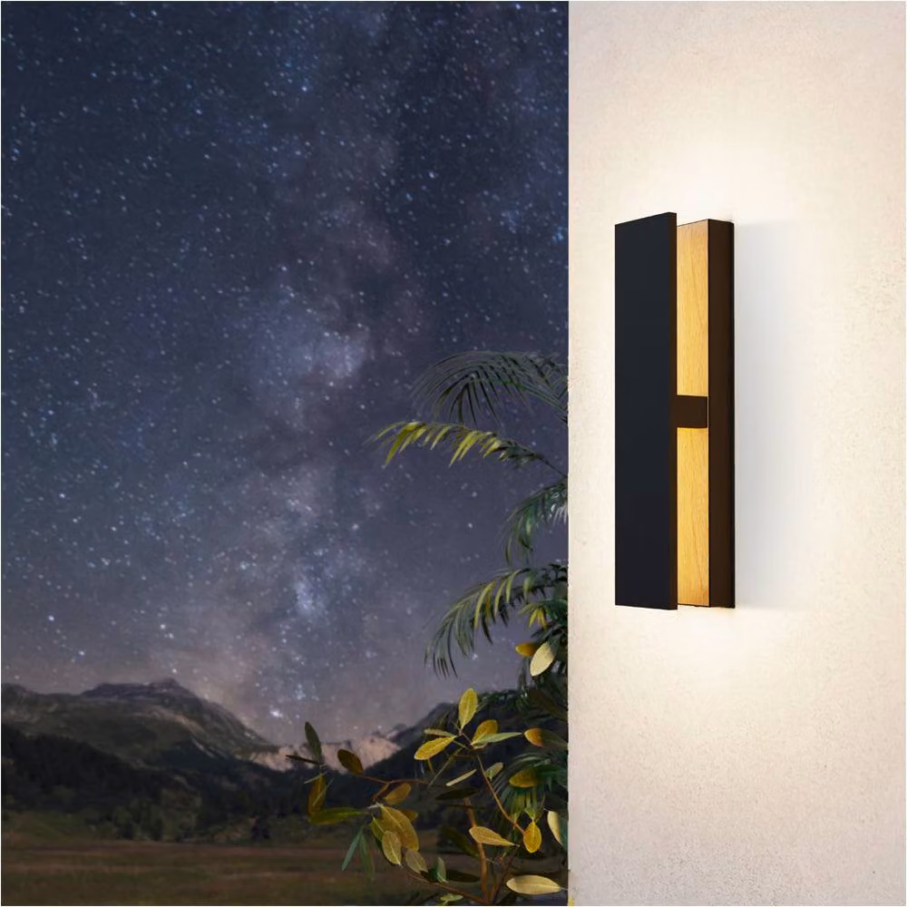 Loops 2 Pack Modern LED Up and Down Wall Light in Black and Brown – 3