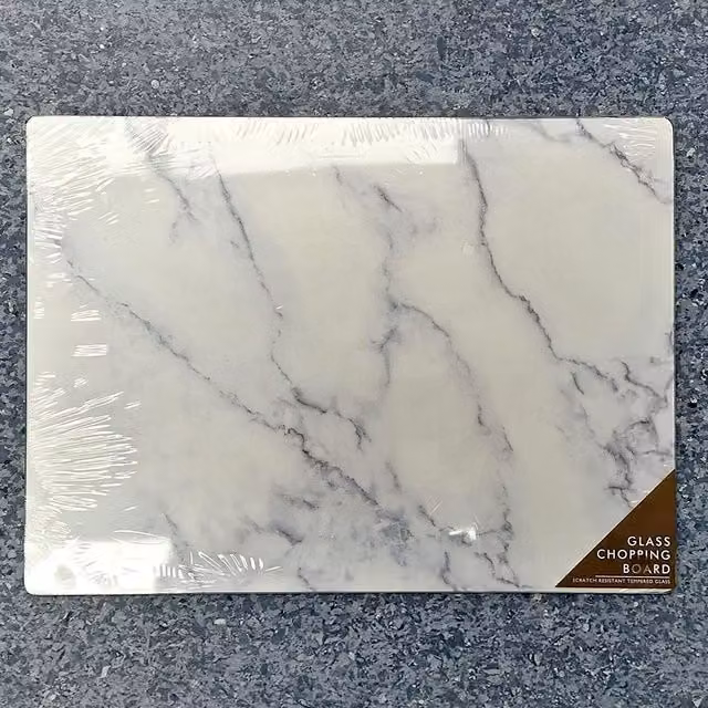 DEENZ White Marble Tempered Glass Rectangular Worktop Saver