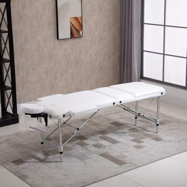 HOMCOM Portable Single Massage Table and Beauty Therapy Spa Bed in White
