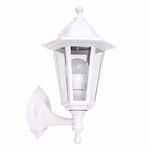 MiniSun Traditional Style White Outdoor Wall Lantern with 6W LED Bulb – 1