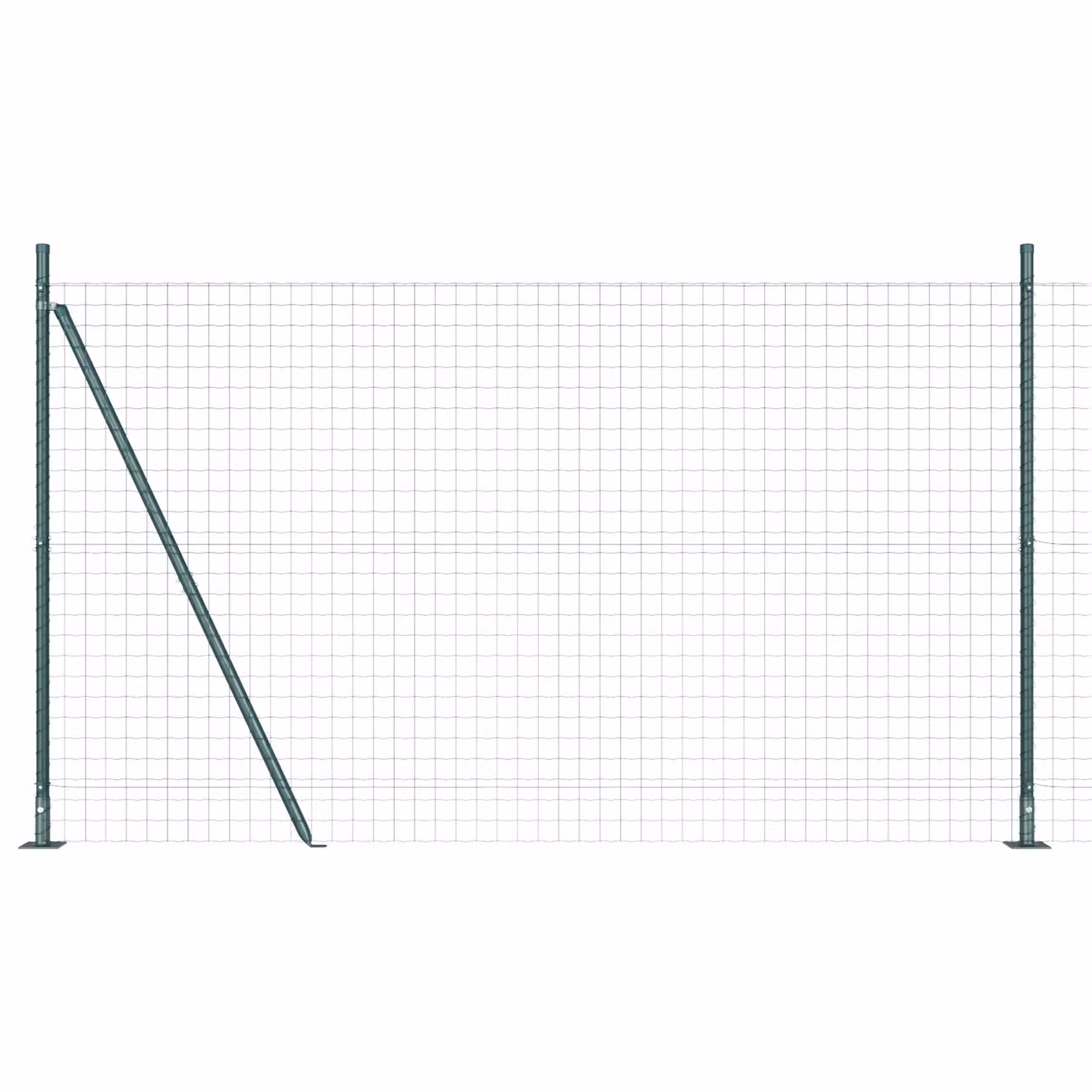 Berkfield Home Euro Fence with 7 Flanged Posts, Silver PVC-Coated Galvanised Steel, W: 10 m, H: 1.4 m – 2
