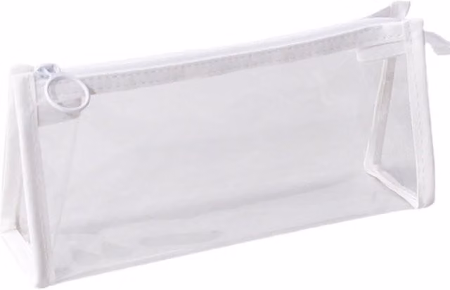 Jaoyeh Trading Ltd Transparent White Plastic Zip Flat Pouch Pencil Case