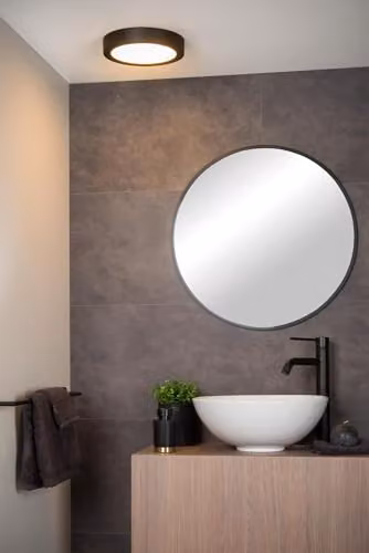 Lucide Brice Dimmable Round LED Flush Ceiling Light for Bathrooms, Black, Diameter: 24 cm – 4