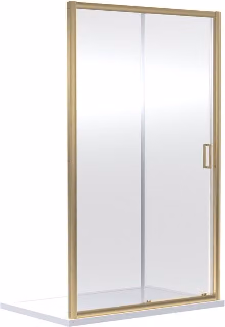 Balterley Reversible Sliding Shower Door with 6mm Toughened Safety Glass in Gold, W/D/H: 119 x 4.4 x 185 cm