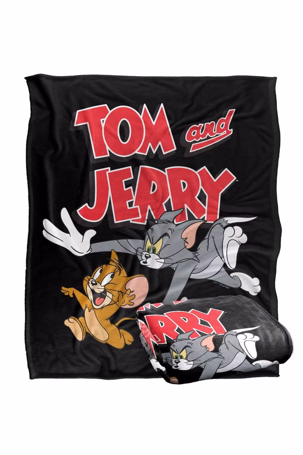 Warner Bros. Tom & Jerry Chase Me Silky Touch Super Soft Fluffy Polyester Throw Blanket in Multicolour and Black, Large – 2