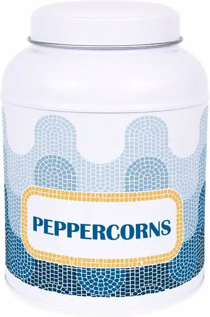 Purely Home Mosaic Waves Salt and Peppercorn Canister for Peppercorns, Blue and White Metal