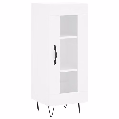 vidaXL Modern White Sideboard in Engineered Wood with Glass, W/D/H: 34.5 x 34.0 x 90.0 cm