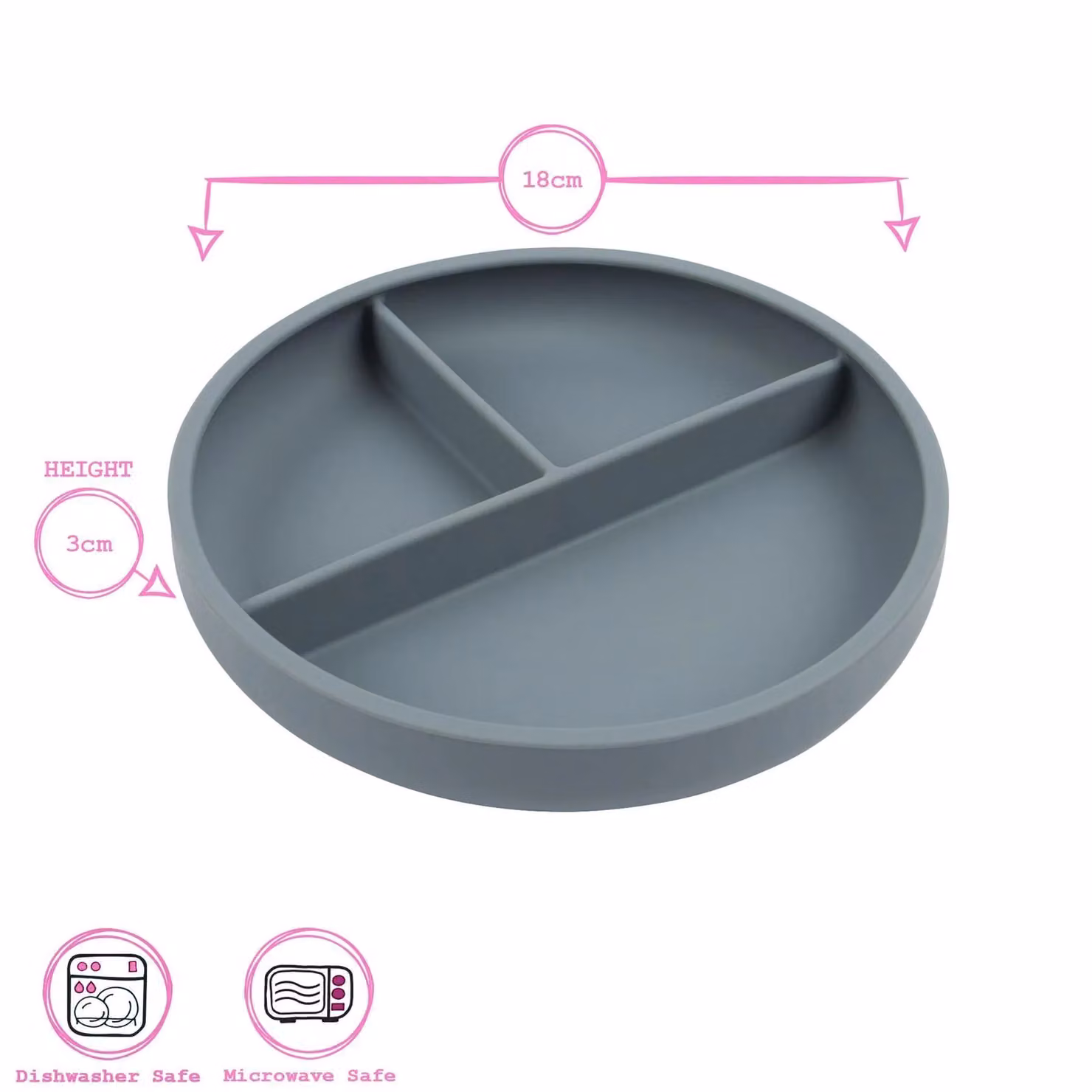 Tiny Dining Grey Silicone Divided Non-Slip Suction Plate for Toddler Weaning – 2