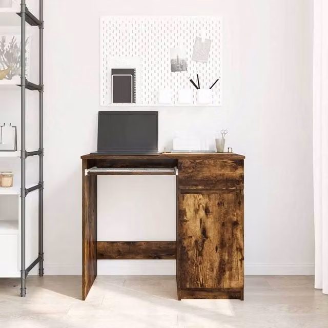 Berkfield Home Writing Desk in Smoked Oak Brown, W/D/H: 86 x 49 x 76 cm – 1