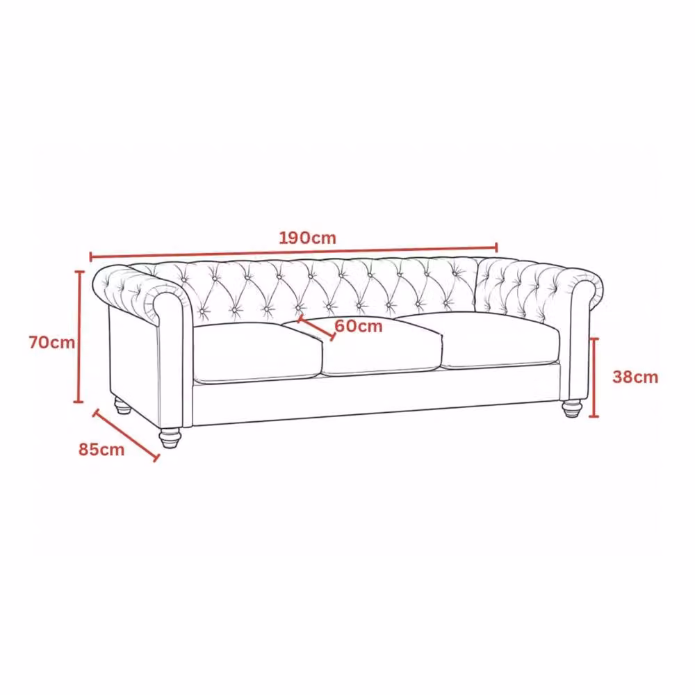 Sofaya Hampton 3 Seater Chesterfield Sofa in Black Velvet – 3