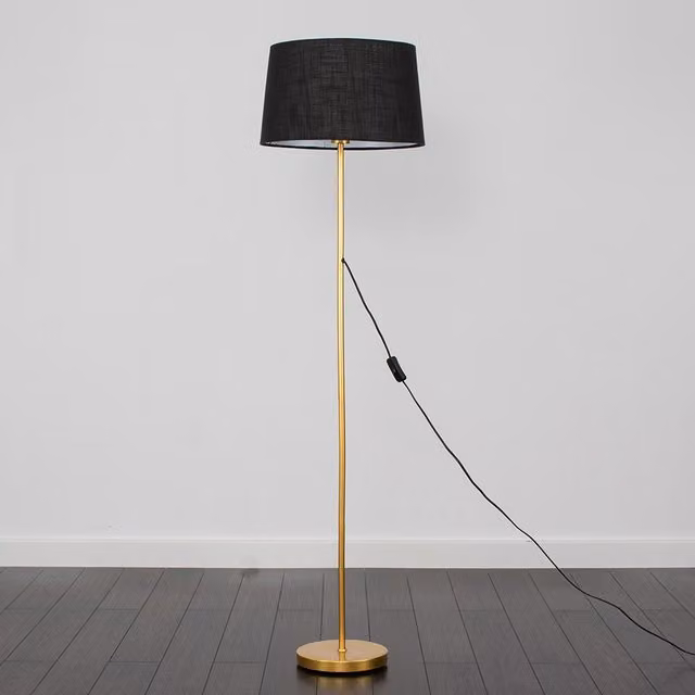 ValueLights Charlie Single Stem Floor Lamp with Tapered Cone Shade in Black