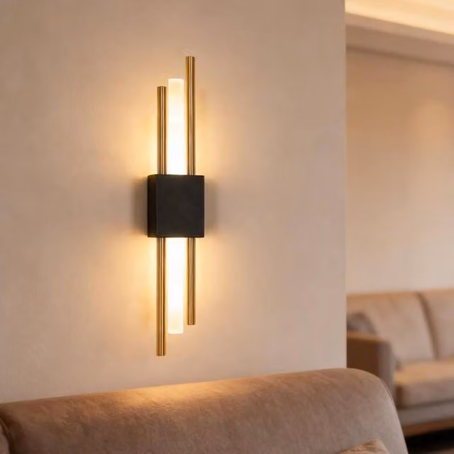 Goeco Modern LED Cylinder Wall Light in Black or Gold/Brass, 40 cm, 10W, 3000K Warm White