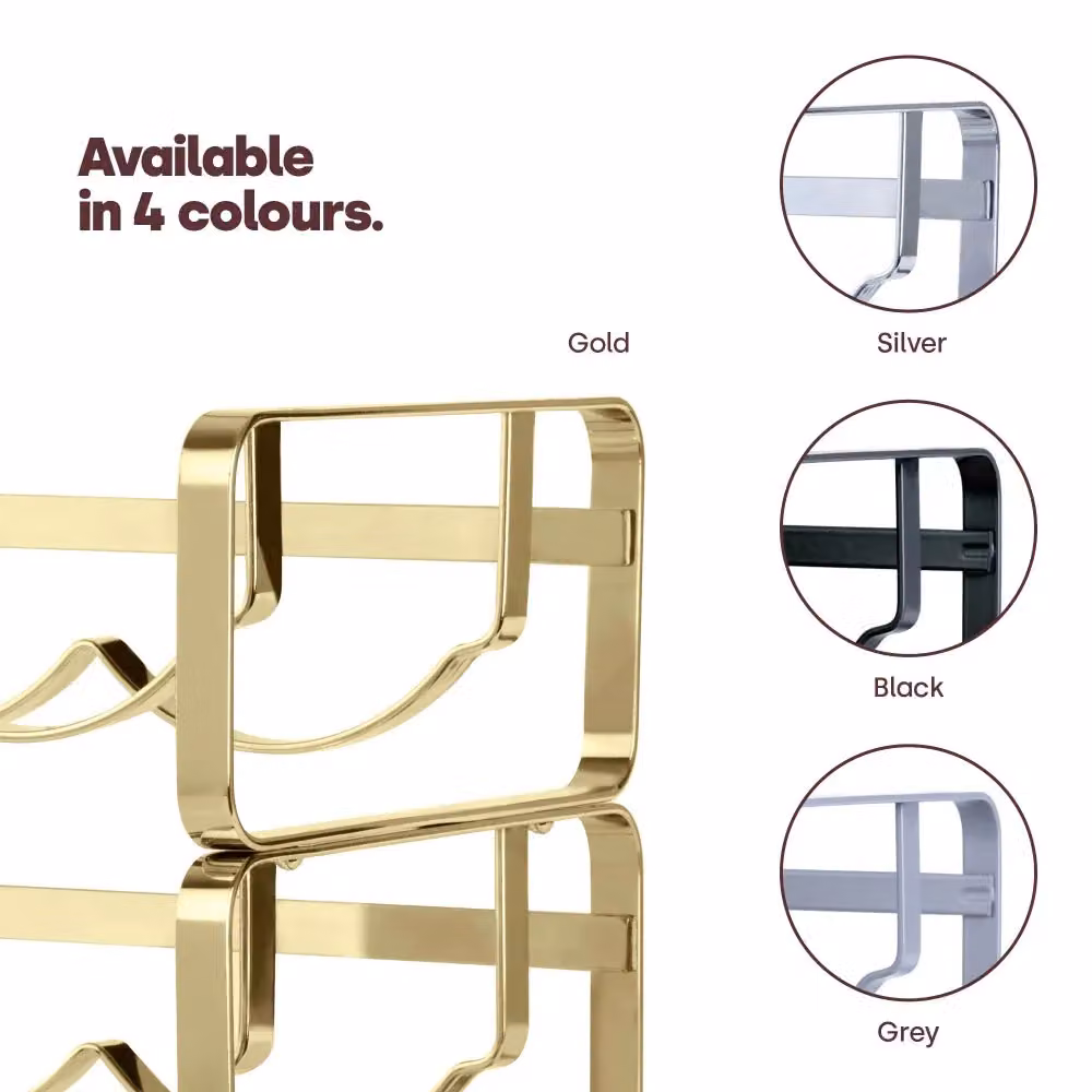 LIVIVO Elegant Stackable Metal Wine Shelf Rack, Set of 2, Gold and Silver – 7