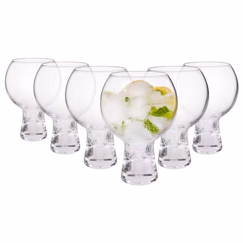 Rink Drink Set of 6 Short Stem Cocktail Glasses, 525ml, Transparent