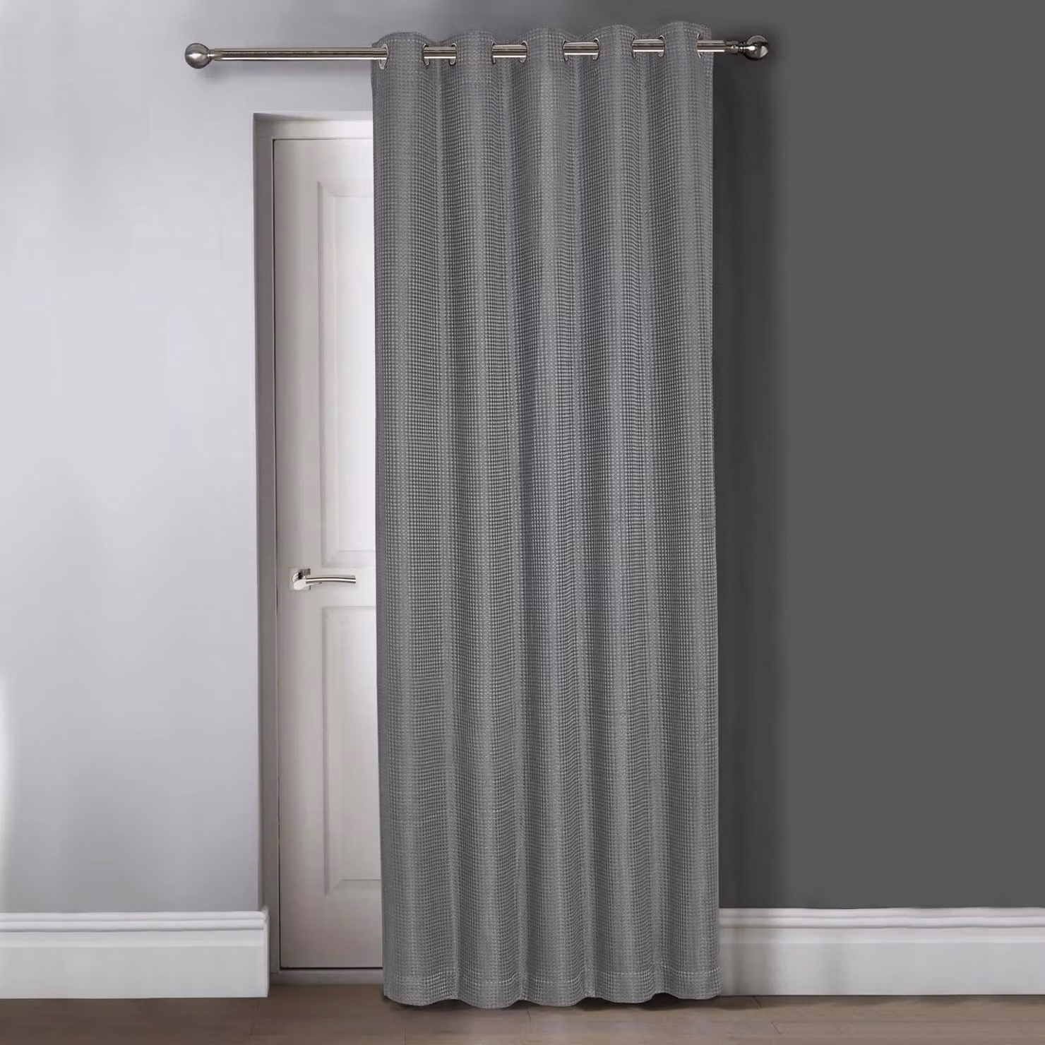 Velosso Waffle Ring Top Eyelet Door Curtain in Silver Grey, Width: 117 cm, Height: 214 cm – 2