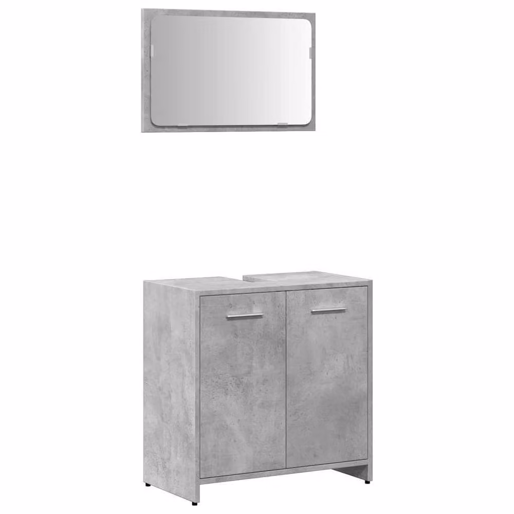 Berkfield Home Modern Freestanding Bathroom Cabinet with Mirror in Matt Concrete Grey, W/D/H: 60.0 x 33.0 x 60.0 cm – 2