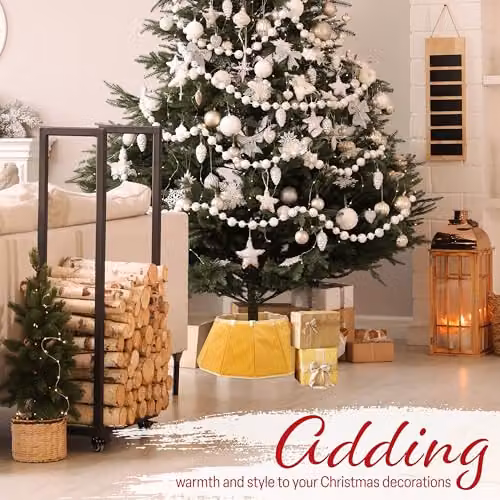 Deco Express Gold Velvet Christmas Tree Skirt, Round Tabletop Decor, W/D/H: 65 x 38 x 25 cm – 4