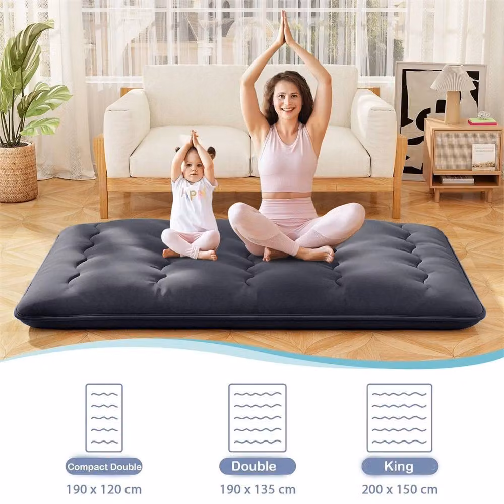 Nordara Grey Fabric Futon Floor Mattress, W/D/H: 200 x 150 x 10 cm – 3