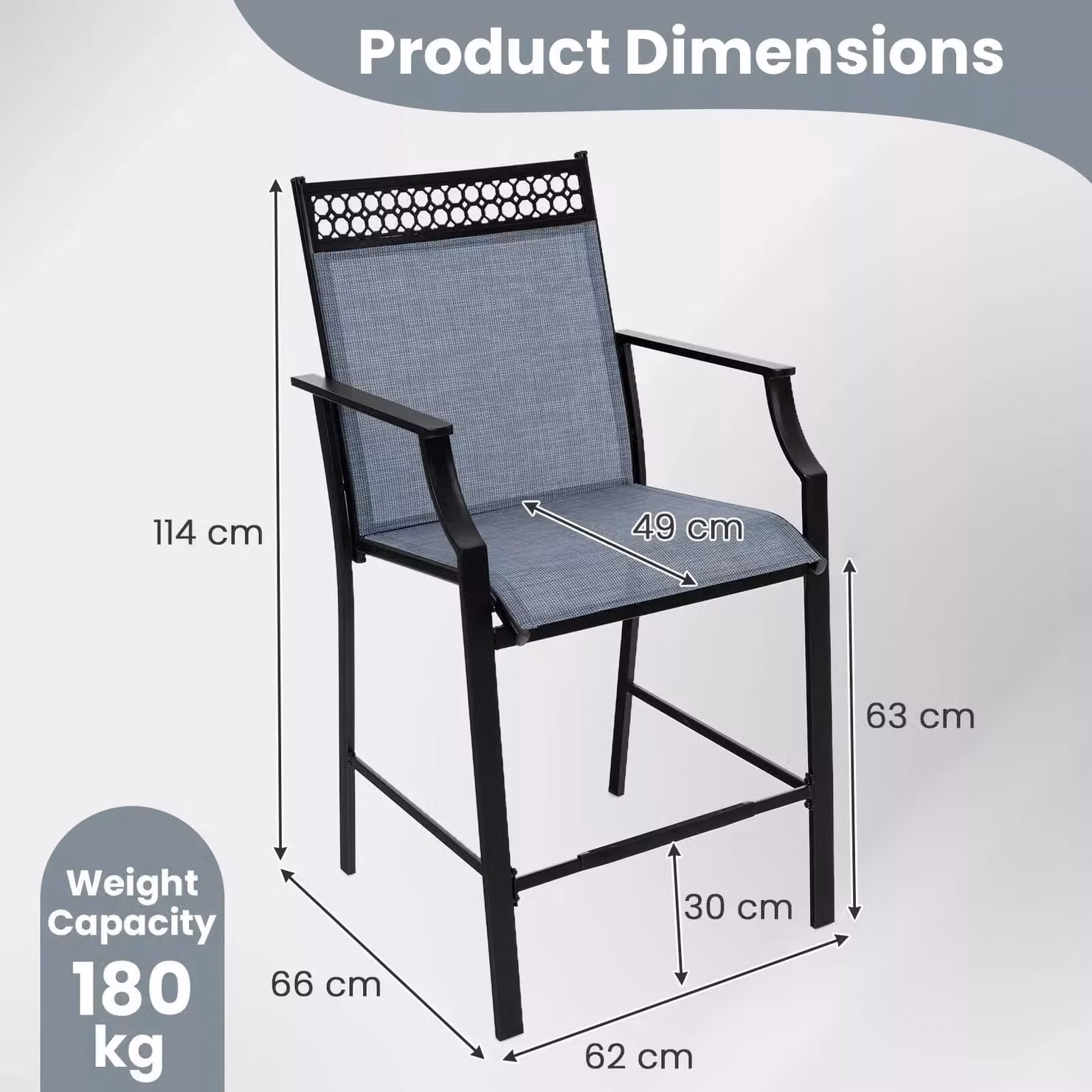 Costway Set of 2 Blue Metal Outdoor Patio Counter Height Chairs with Footrest – 2