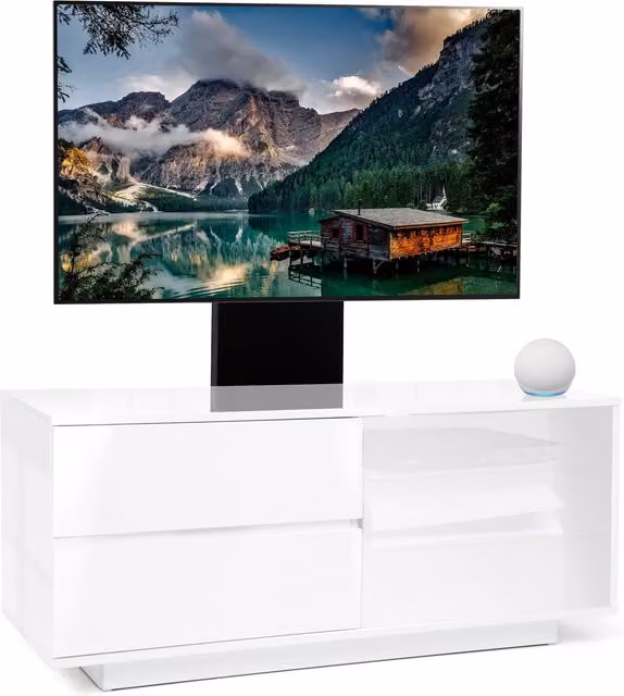 Centurion Supports Gallus Ultra TV Cabinet with Mounting Arm in White Glossy Finish