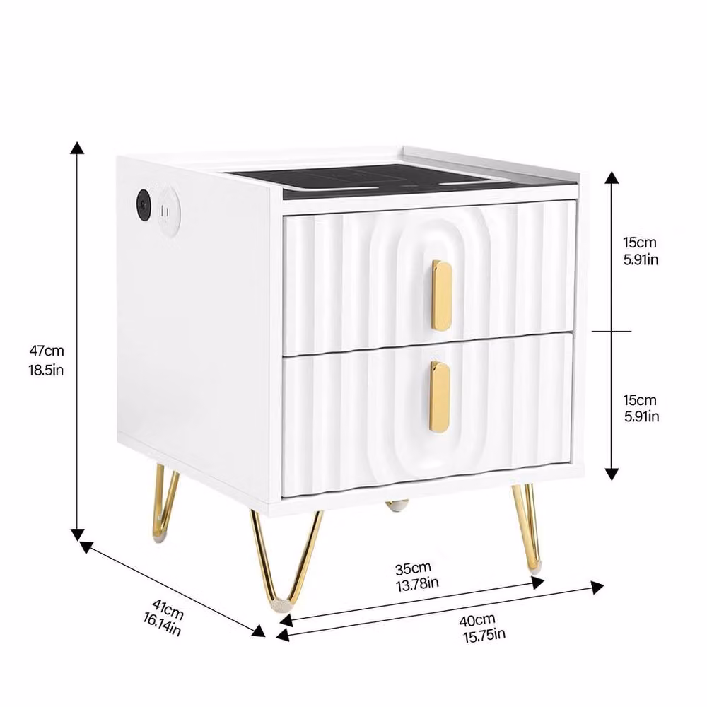 EONLION Modern White Bedside Smart Table with Integrated Lighting, Width: 100 cm – 2