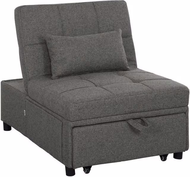 ERGOVEXA Four-In-One Single Sleeper Chair in Grey Fabric, W/D/H: 81 x 72 x 72 cm