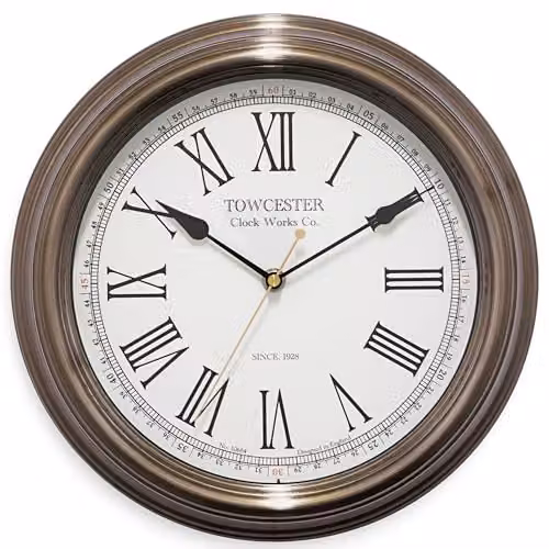 Acctim Redbourn Round Analog Quartz Wall Clock in Gold and Black, W/D/H: 30 x 30 x 30 cm