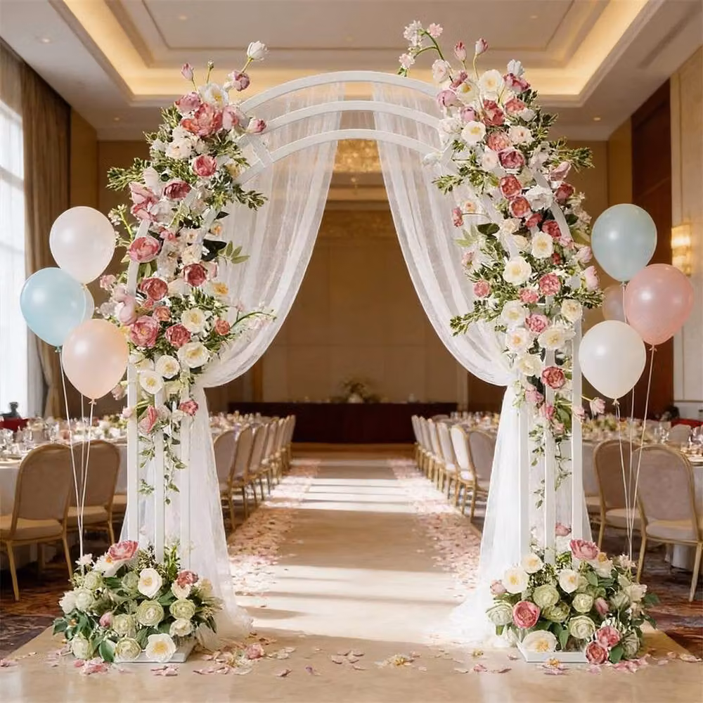 EONLION White Metal Round Balloon Arch Stand Holder for Wedding and Party Displays, Height: 100 cm – 3