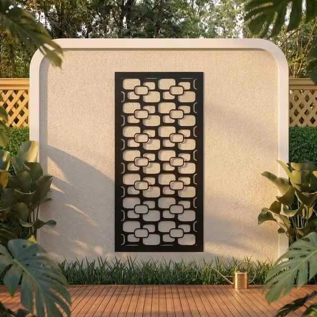 Laser Hut Retro Geometric Metal Wall Art in Black