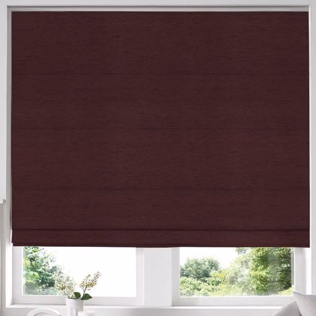 Simply Collection Iowa Silk Essence Made to Measure Blackout Roman Blind in Claret Red/Purple