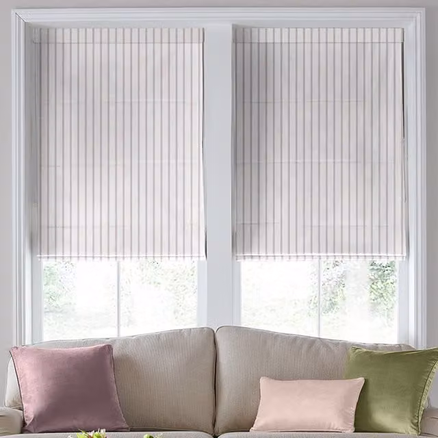 Laura Ashley Burnsall Stripe Blackout Made To Measure Roman Blind in Mulberry