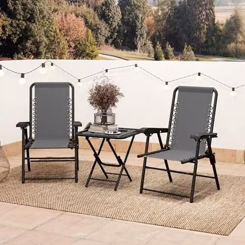 Outsunny 3 Piece Folding Garden Bistro Set in Grey – 7